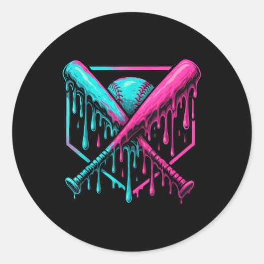 Drip Boys Baseball en Bat Ronde Sticker (Voorkant)