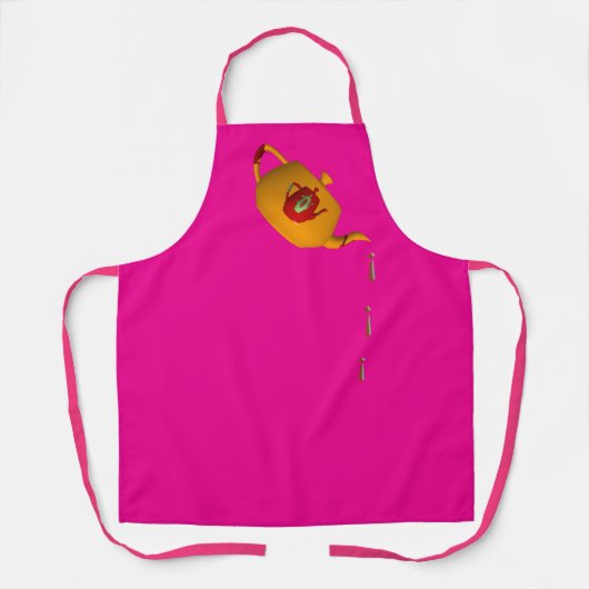 Drip Drip Dubbele Theepot Heet Roze Schort (Voorkant)
