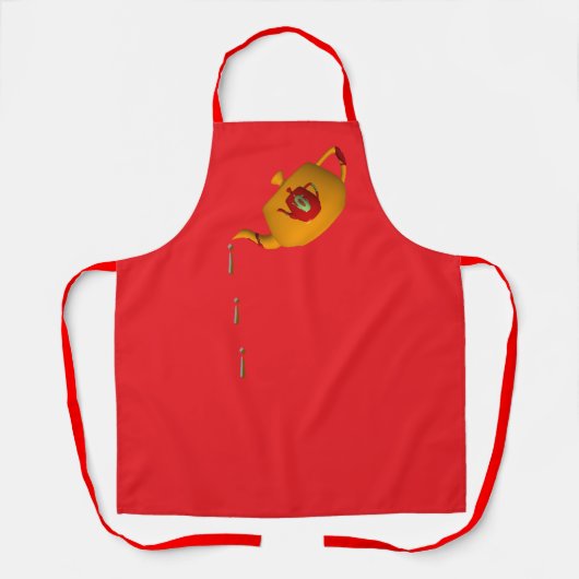 Drip Drip Dubbele Theepot Rood Kok Baker Schort (Voorkant)