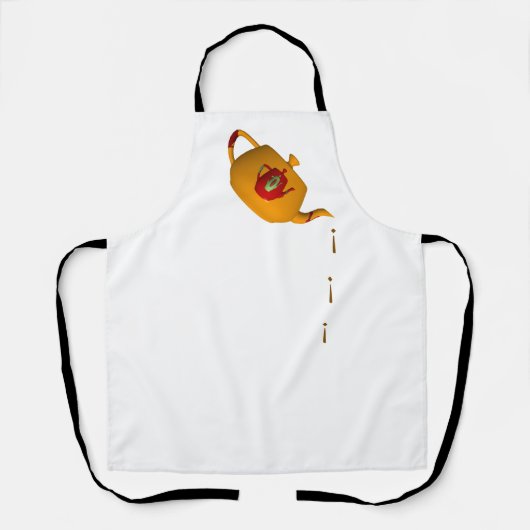 Drip Drip Dubbele Theepot Wit Zwart Bandje Schort (Voorkant)