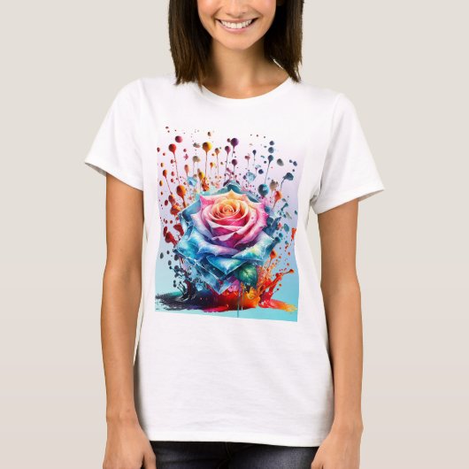DRIP DROP ICE ROOS GESTILEERD DOOR TRREAL T-SHIRT (Voorkant)