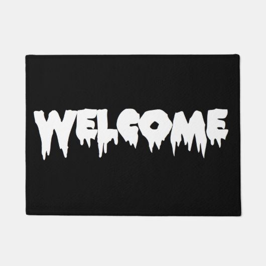 Drip Font WELCOME Doormat - Witte tekst op zwart Deurmat (Voorkant)