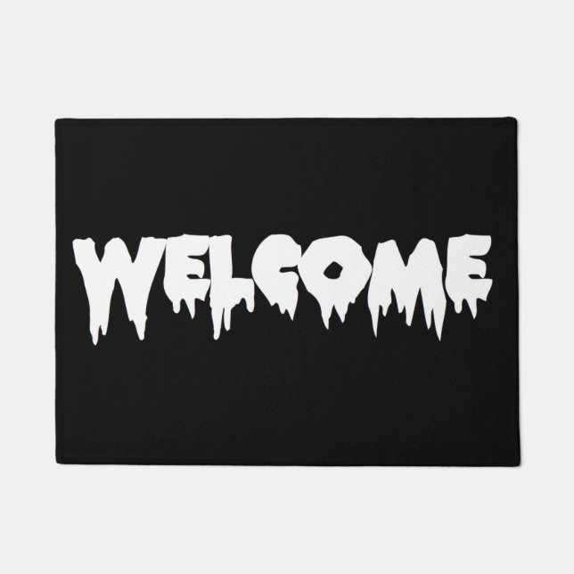 Drip Font WELCOME Doormat - Witte tekst op zwart Deurmat (Voorkant)