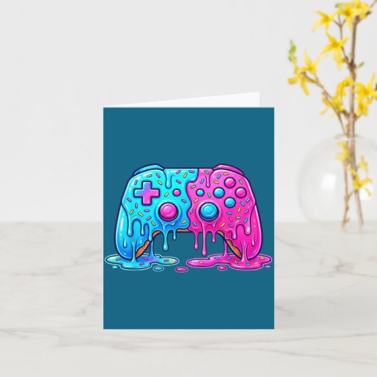 Drip Gamer Controller Boys Video Game Retro Gaming Kaart (Gele Bloem)