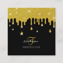 Drip Gold Glitter Sparkle Makeup Artist Hair Salon Vierkante Visitekaartje