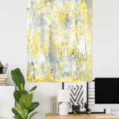 'Drip' Grijs en Geel Abstract Poster afdrukken (Thuiskantoor)