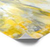 'Drip' Grijs en Geel Abstract Poster afdrukken (Hoek)