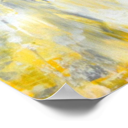 'Drip' Grijs en Geel Abstract Poster afdrukken (Hoek)