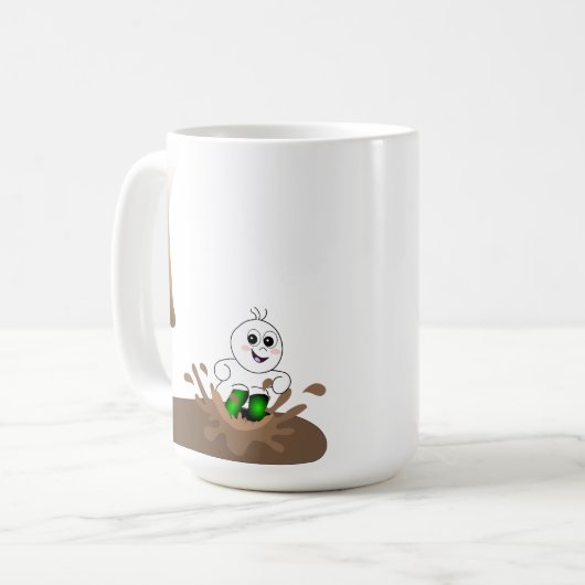 Drip Guy Splashing in Coffee Puddle Koffiemok (Voorkant links)