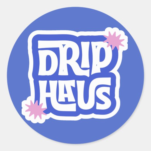 Drip Haus – Retro Speels Logo Ronde Sticker (Voorkant)