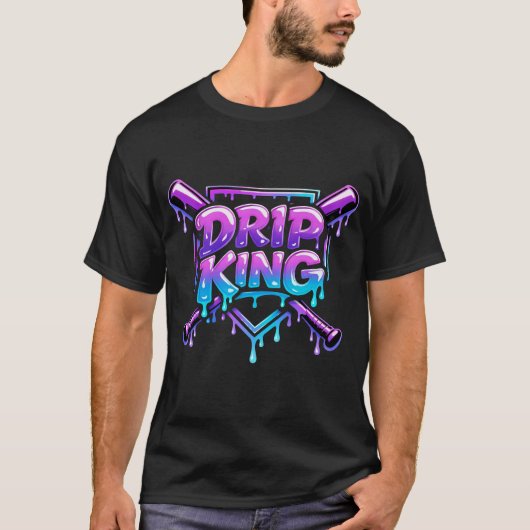 Drip King Baseball Typografie T-shirt (Voorkant)