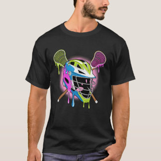 Drip Lacrosse Helmet with Crossed Sticks Cool Lax T-shirt
