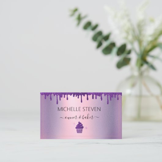 Drip Paarse bakkerij Visitekaartje (Staand voorkant)
