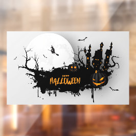 Drip Paint Halloween Haunted Scene Raamsticker