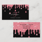 Drip Pink Glitter Sparkle Makeup Artist Hair Salon Visitekaartje (Voorkant / Achterkant)