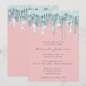 Drip Roos glitter baby meisje roze blauw Kaart (Voorkant / Achterkant)