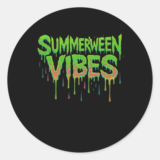 Drip Summerween Vibes Spooky Fun Classic Ronde Sticker (Voorkant)
