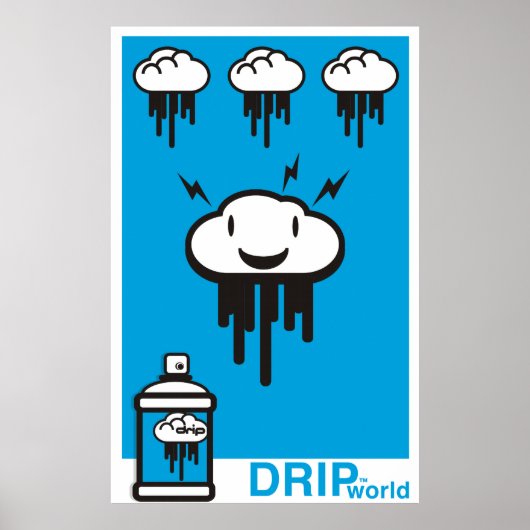 Drip World Blue Poster (Voorkant)
