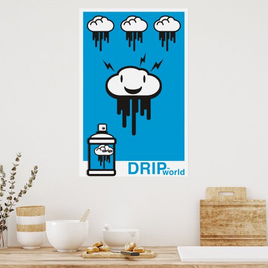 Drip World Blue Poster (Keuken)