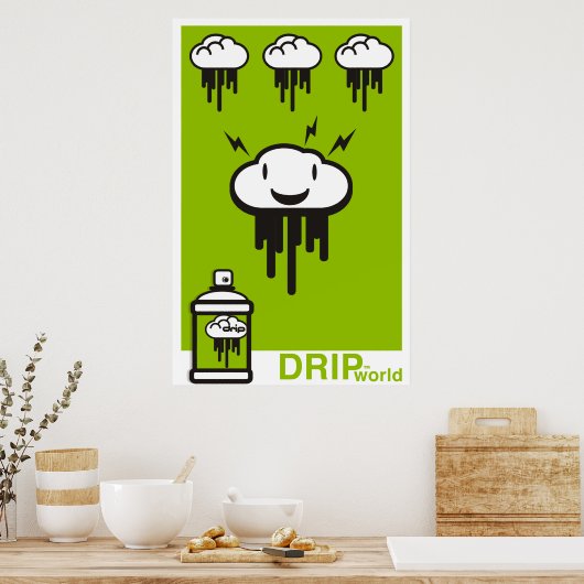 Drip World Green Poster (Keuken)