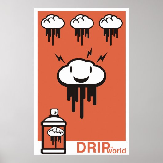 Drip World Oranje Poster (Voorkant)