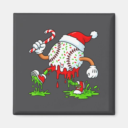 Dripng Ice Cream Baseball Santa Hat, Xmas Pajama K Magneet (Voorkant)