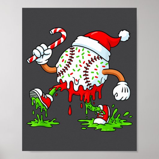 Dripng Ice Cream Baseball Santa Hat, Xmas Pajama K Poster (Voorkant)
