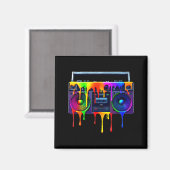 Dripng Paint Boombox Funny Old School 80s Music Hi Magneet (Voorkant / Achterkant)