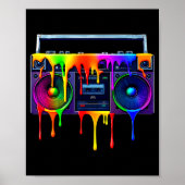 Dripng Paint Boombox Funny Old School 80s Music Hi Poster (Voorkant)