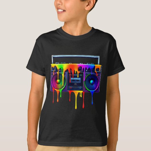 Dripng Paint Boombox Funny Old School 80s Music Hi T-shirt (Voorkant)