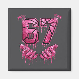 Drippend 7 Drip Basketbal Zeven 67 Zes 6 Roze Grap Magneet