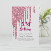 Drippende Glitter Roze Goud 21e Verjaardag Roze Me Kaart (Staand voorkant)