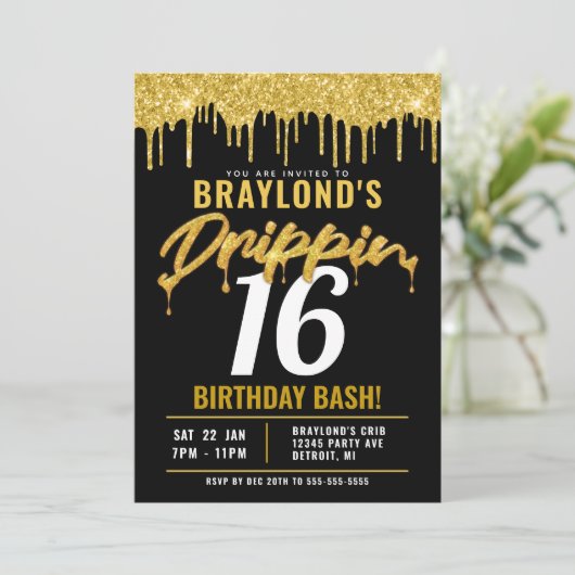 Drippende Verjaardagsfeest Kaart (Staand voorkant)