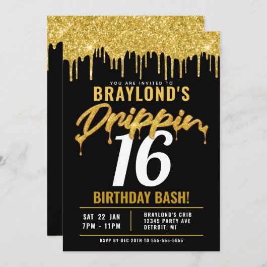 Drippende Verjaardagsfeest Kaart (Voorkant / Achterkant)