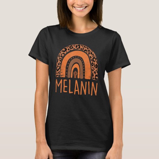 Drippin in Melanin Black Pride Leopard Rainbow Bla T-shirt (Voorkant)