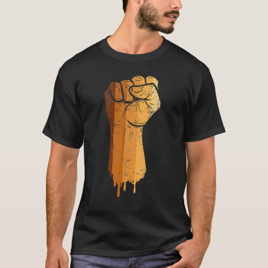 Drippin Melanin Black Fist African American Histor T-shirt (Voorkant)