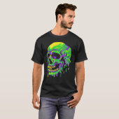 Drippin Purple Green Skull Mardi Gras Carnival Ske T-shirt (Voorkant volledig)