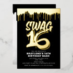 Drippin Swag 16 Birthday Folie Uitnodiging<br><div class="desc">Deze Drippin Swag 16 Birthday Folie Uitnodiging is perfect om je woeste tiener te vieren!</div>