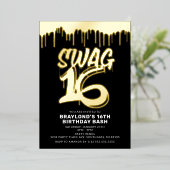 Drippin Swag 16 Birthday Folie Uitnodiging (Staand Voorkant)