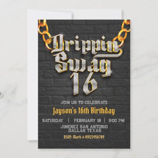 Drippin Swag 16 - Hip Hop Kaart (Voorkant)