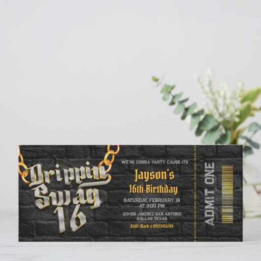 Drippin Swag 16 Ticket Kaart (Staand voorkant)