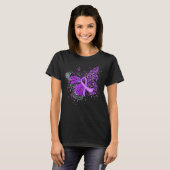 Dripping Butterfly Paarse lint Alzheimer's Aware T-shirt (Voorkant volledig)