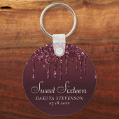 Dripping Chic Glitter | Lavendel Paarse Bruiloft Sleutelhanger (Achterkant)