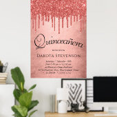Dripping Coral Glitter | Motregen smelt Quinceaner Poster (Thuiskantoor)