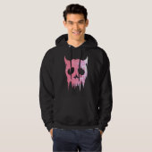 Dripping Demon Schedel in Neon Roze Hoodie (Voorkant volledig)