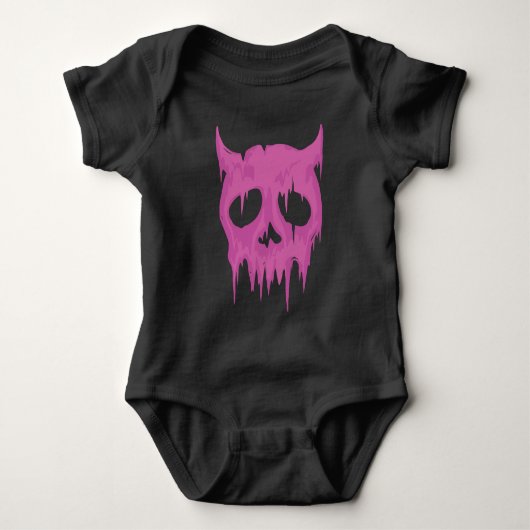 Dripping Demon Schedel in Neon Roze Romper (Voorkant)