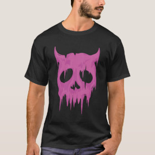 Dripping Demon Schedel in Neon Roze T-shirt
