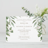 Dripping Eucalyptus Modern Gouden Tekst Bruiloft Kaart (Staand voorkant)