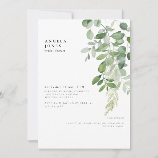 Dripping Foliage Bridal Shower Uitnodiging (Voorkant)