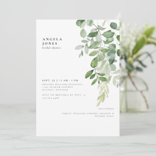 Dripping Foliage Bridal Shower Uitnodiging (Staand voorkant)